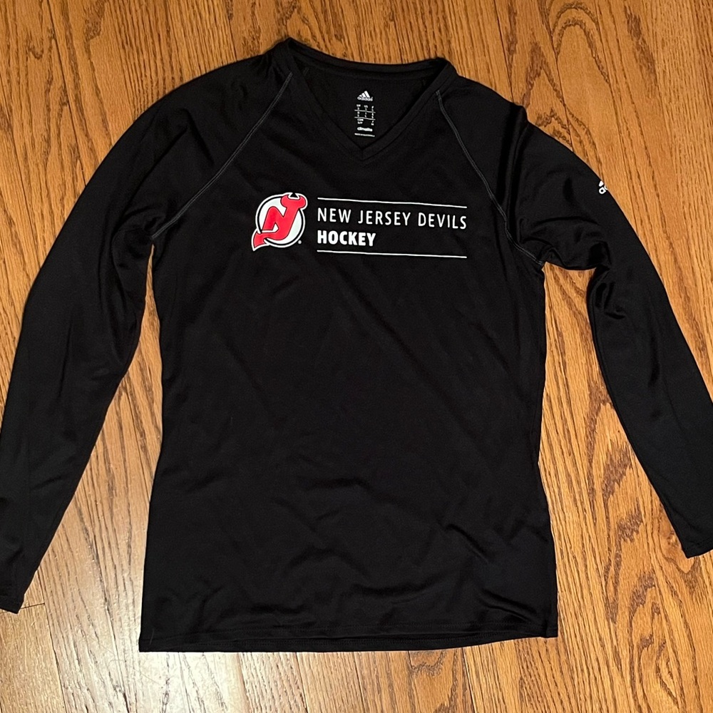 NJ DEVILS NHL Adidas Climalite Long Sleeve Shirt Size Small